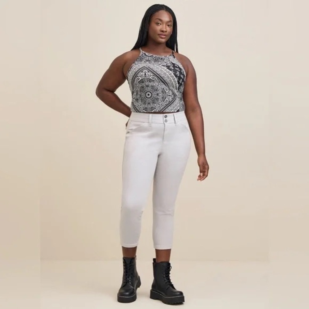 Torrid | Crop Aviator Skinny Stretch Twill Mid-Rise Pant Harbor Mist Various